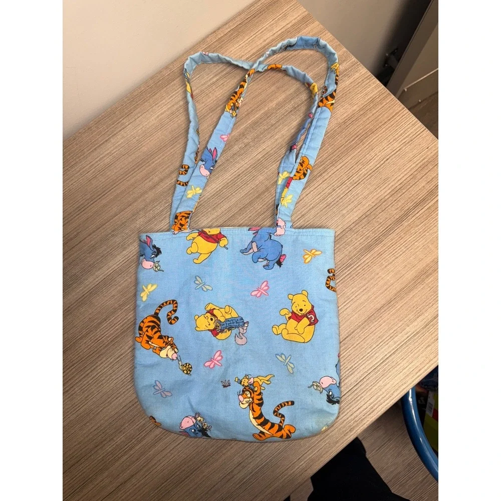 Hand Made Disney Winnie the Pooh Tigger Eeyore Piglet Blue Tote Bag 8x11